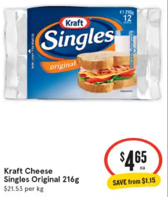 Kraft Cheese Singles Original 216g