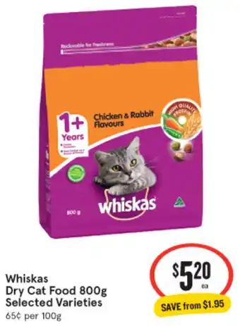 IGA Xpress Whiskas Dry Cat Food 800g Selected Varieties offer