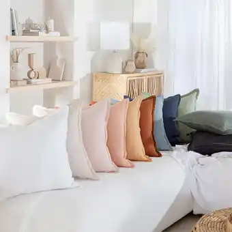 Pillow Talk Sahara Linen Feather Square Cushion by M.U.S.E offer