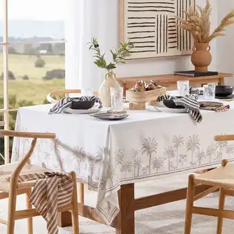 Pillow Talk Tahiti Natural/White Table Linen Range by Habitat offer