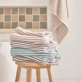 Pillow Talk Cecil Stripe Cotton Bath Towel Range by Habitat offer