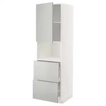 IKEA Metod / maximera Hi cab f micro w door/2 drawers, white/havstorp light grey, 60x60x200 cm offer