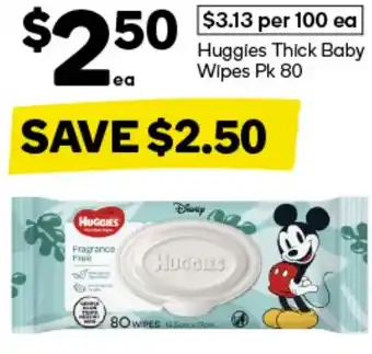 Woolworths Huggies Thick Baby Wipes Pk 80 offer
