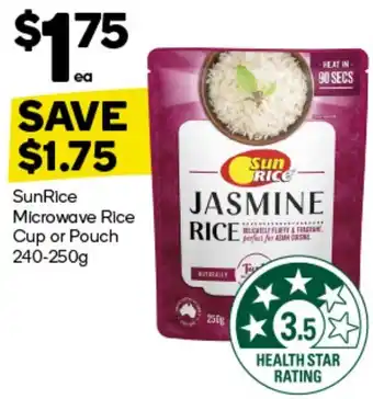 Woolworths SunRice Microwave Rice Cup or Pouch 240-250g offer