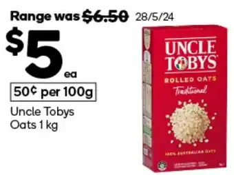 Woolworths Uncle Tobys Oats 1 kg offer