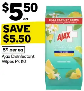 Woolworths Ajax Disinfectant Wipes Pk 110 offer