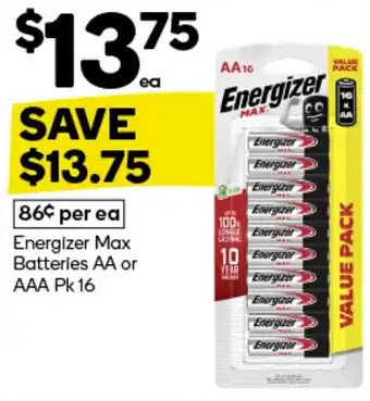 Woolworths Energizer Max Batteries AA or AAA PK 16 offer
