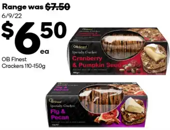 Woolworths OB Finest Crackers 110-150g offer