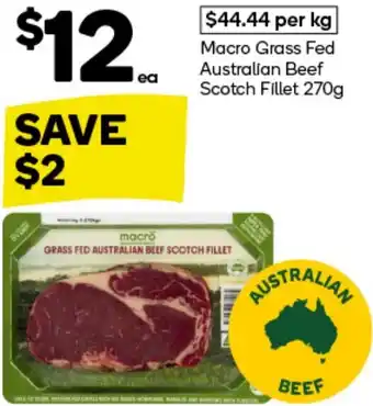 Woolworths Macro Grass Fed Australian Beef Scotch Fillet 270g offer