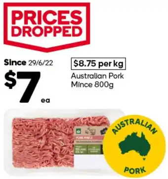 Woolworths Australian Pork Mince 800g offer