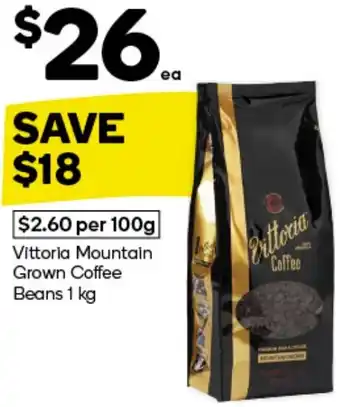 Woolworths Vittoria Mountain Grown Coffee Beans 1 kg offer