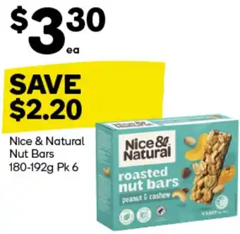 Woolworths Nice & Natural Nut Bars 180-192g Pk 6 offer