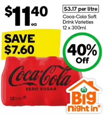 Woolworths Coca-Cola Soft Drink Varieties 12 x 300ml offer