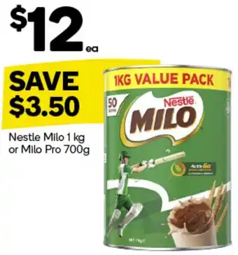 Woolworths Nestle Milo 1 kg or Milo Pro 700g offer
