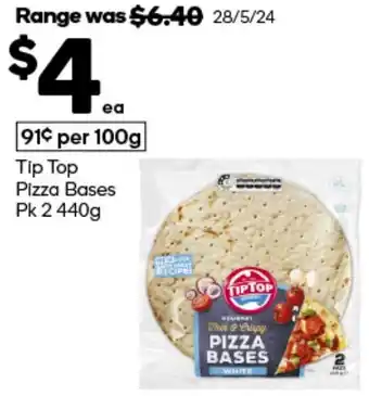 Woolworths Tip Top Pizza Bases Pk 2 440g offer
