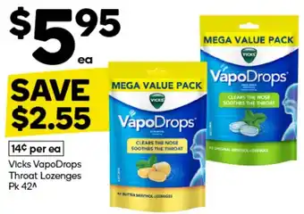 Woolworths Vicks VapoDrops Throat Lozenges Pk 42 offer