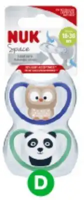 Woolworths NUK Space Soothers 18-36m Pk 2 offer