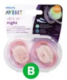 Woolworths Avent Night Time Soother 6-18m Assorted Pk 2 offer