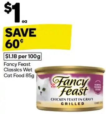 Woolworths Fancy Feast Classics Wet Cat Food 85g offer