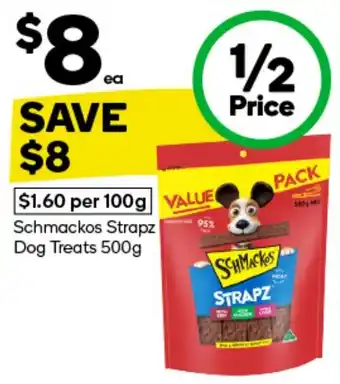 Woolworths Schmackos Strapz Dog Treats 500g offer