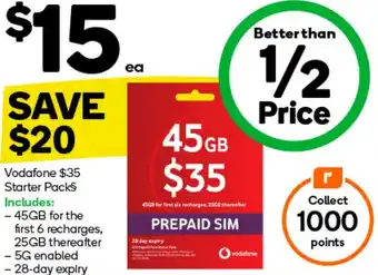 Woolworths Vodafone $35 Starter Pack offer