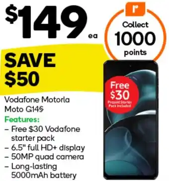 Woolworths Vodafone Motorla Moto G14 offer