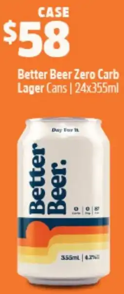Woolworths Better Beer Zero Carb Lager Cans | 24x355ml offer
