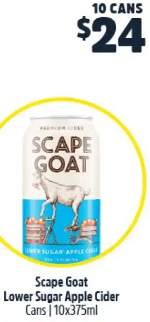 Woolworths Scape Goat Lower Sugar Apple Cider Cans | 10x375ml offer