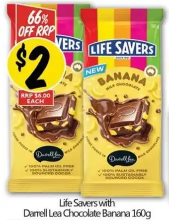 NQR Life Savers with Darrell Lea Chocolate Banana 160g offer