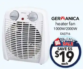 Cheap as Chips GERMANICA heater fan 1000W/2000W offer
