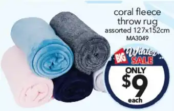 Cheap as Chips coral fleece throw rug assorted 127x152cm offer