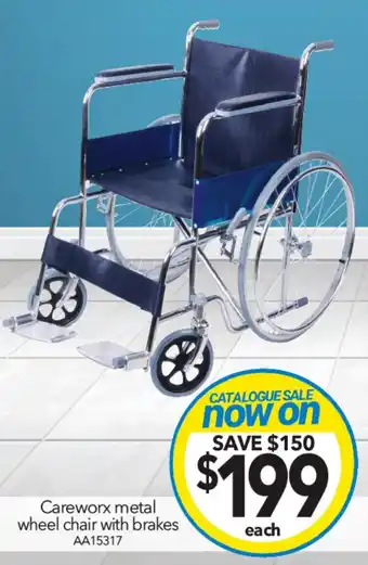 Cheap as Chips Careworx metal wheel chair with brakes offer
