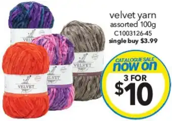 Cheap as Chips velvet yarn assorted 100g offer