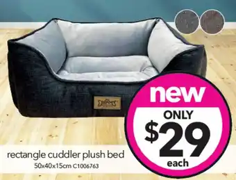 Cheap as Chips rectangle cuddler plush bed 50 x 40 x 15cm offer