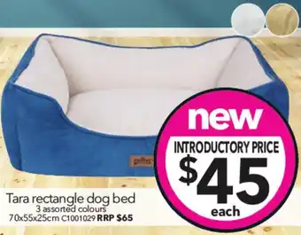 Cheap as Chips Tara rectangle dog bed 3 assorted colours 70x55x25cm offer