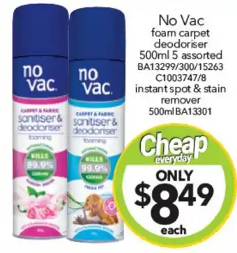 Cheap as Chips No Vac foam carpet deodoriser 500ml offer