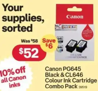 Canon PG645 Black & CL646 Colour Ink Cartridge Combo Pack