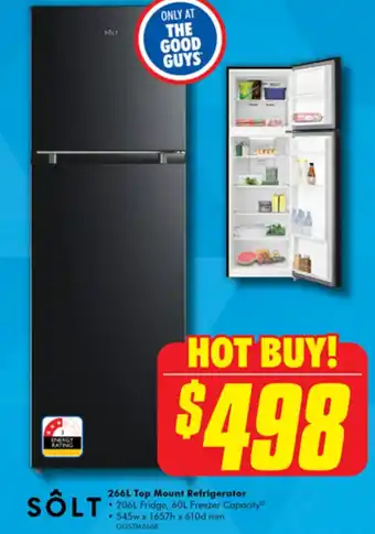 The Good Guys SÔLT 266L Top Mount Refrigerator offer