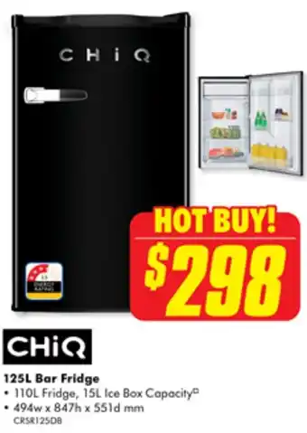 The Good Guys CHIQ 125L Bar Fridge offer