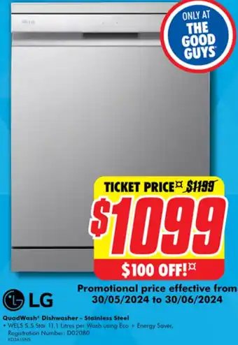 The Good Guys LG QuadWash Dishwasher - Stainless Steel offer