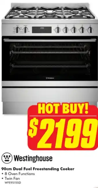 The Good Guys W Westinghouse 90cm Dual Fuel Freestanding Cooker offer
