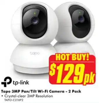 The Good Guys Tapo 3MP Pan/Tilt Wi-Fi Camera - 2 Pack offer