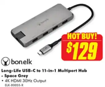 The Good Guys bon.elk Long-Life USB-C to 11-in-1 Multiport Hub - Space Grey offer