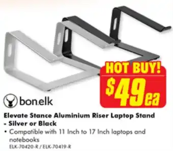 Elevate Stance Aluminium Riser Laptop Stand - Silver or Black