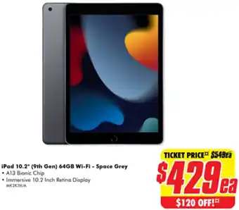 The Good Guys iPad 10.2" (9th Gen) 64GB Wi-Fi - Space Grey offer