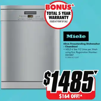 The Good Guys Miele 60cm Freestanding Dishwasher offer