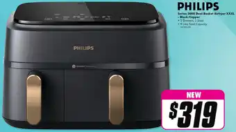 The Good Guys PHILIPS Series 3000 Dual Basket Airfryer XXXL - Black/Copper offer