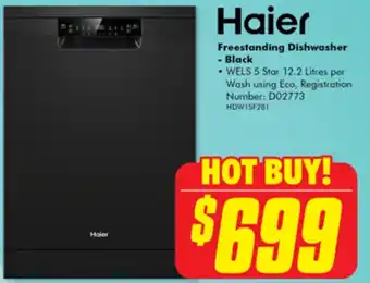 The Good Guys Haier Freestanding Dishwasher - Black offer