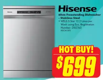 The Good Guys Hisense 60cm Freestanding Dishwasher - Stainless Steel offer