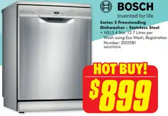 The Good Guys BOSCH Series 2 Freestanding Dishwasher - Stainless Steel offer